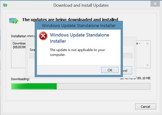 update is not applicable to your computer